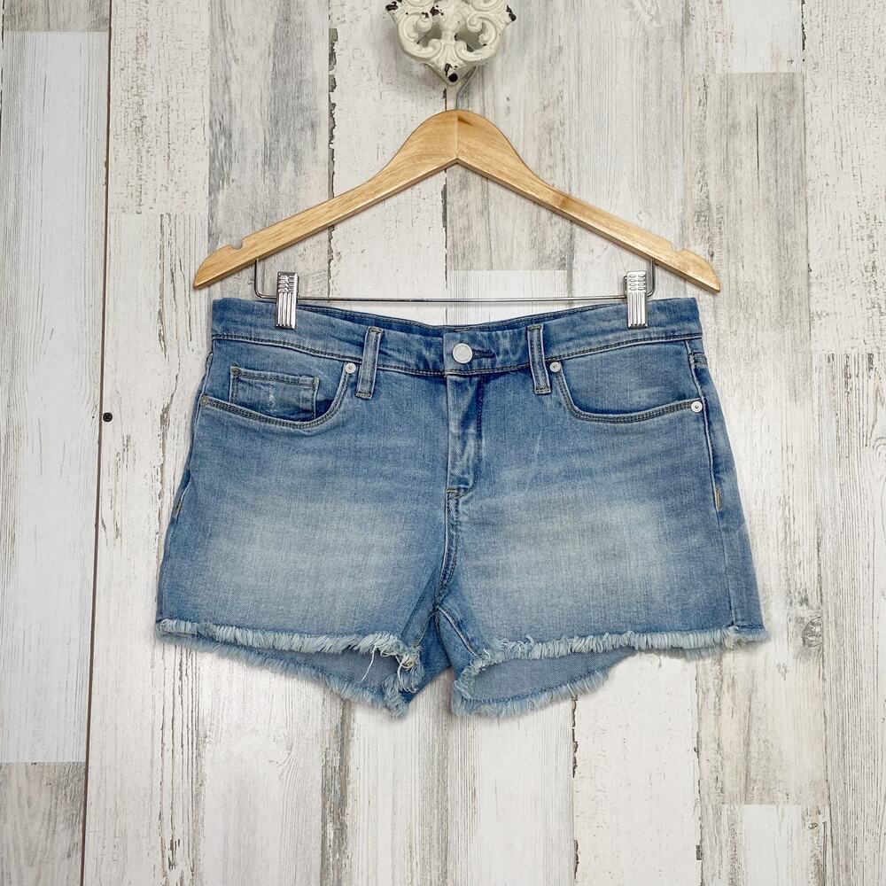 Blank NYC Tomboy Shorts Blue Denim Mid Rise Beach Vacay Boho Stretch Size 27
